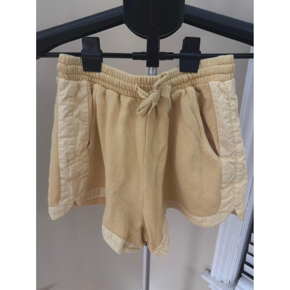 Unsubscribed Terry Cloth Lounge Shorts Satin Trim Beige XXS NWT